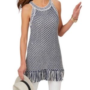 Nwt Soft Surroundings Crochet Knit Contemporary Sweater Fringe Dressy Tunic Top